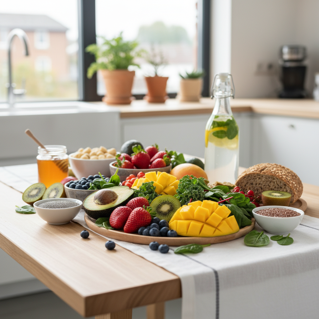 Alimentos naturales frescos y coloridos